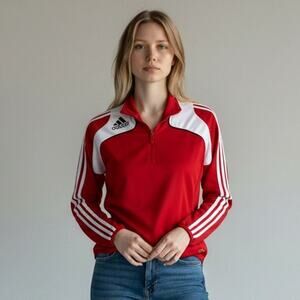 Vintage Y2K Adidas Clima365 Quarter Zip Pullover Womens Size Medium Red Jacket